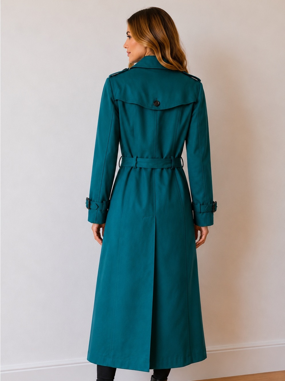 Burberry Prorsum Teal Cotton Trench Coat Made in Italy IT 44 - Picture 2 of 6